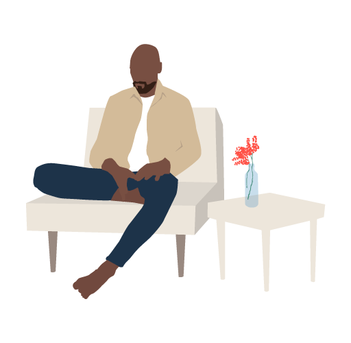 Illustration of a man practicing TM on a white chair